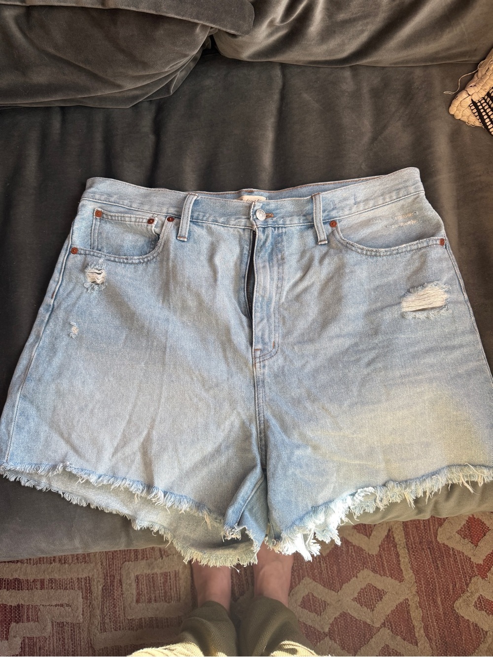 Light Wash High Rise Distressed Denim Women's Shorts - Madewell